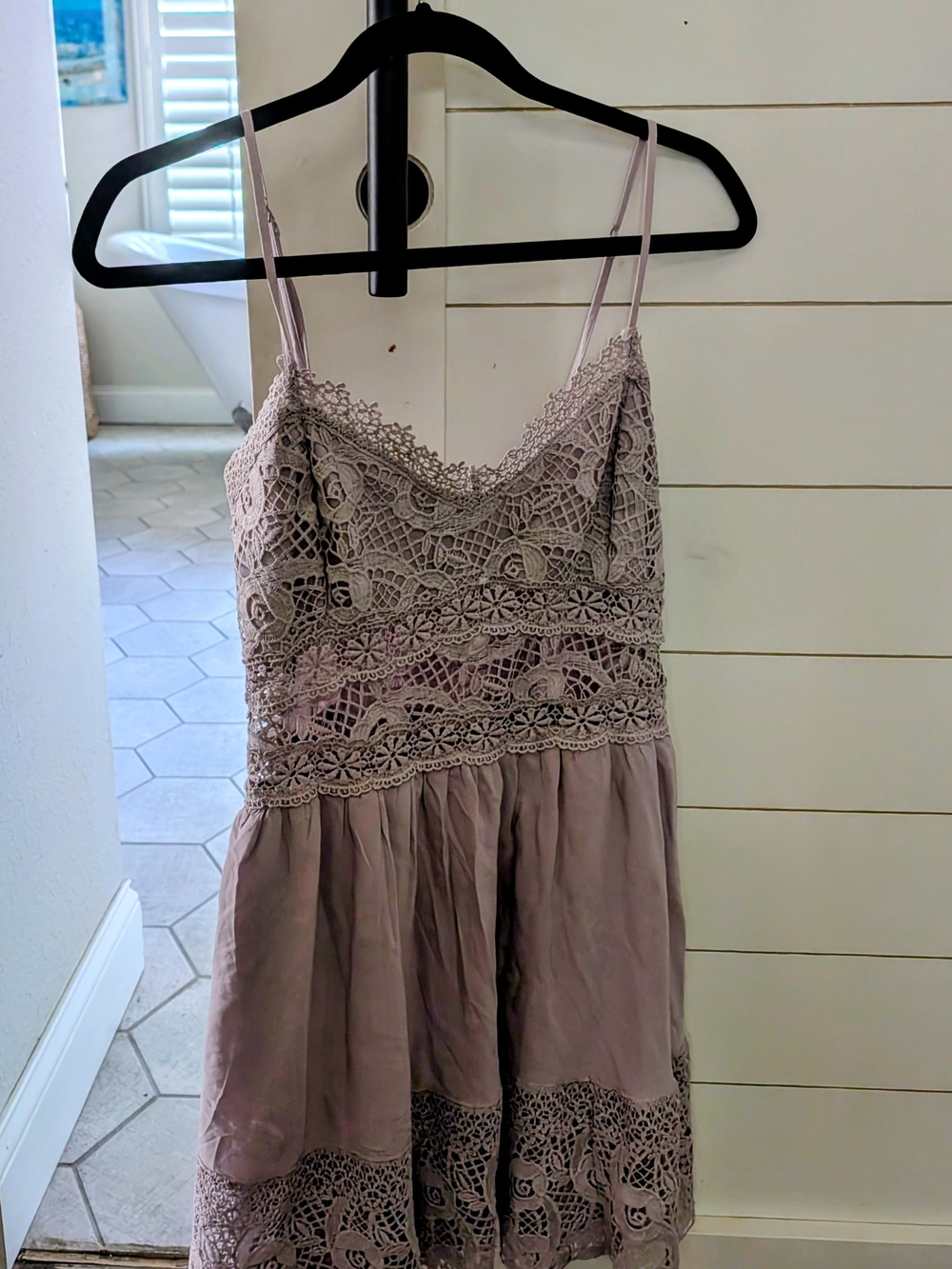 Lace Detail Spaghetti Strap Dress in Lavender